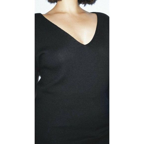 American Apparel Basic Knit V Sweater Size XS Black 100% Cotton - Picture 1 of 5